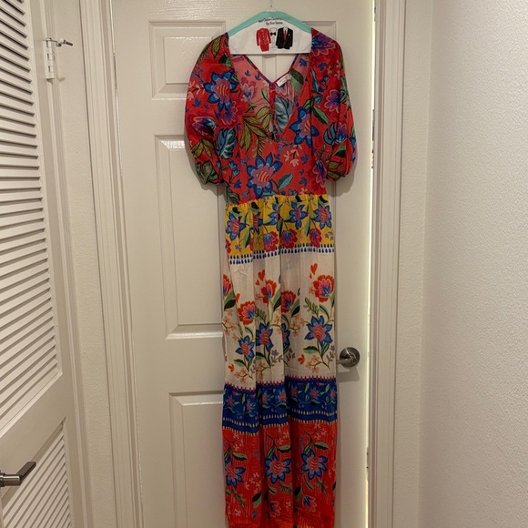 Johnny Was Red and Blue Floral Maxi Dress Brand New - Picture 3 of 8